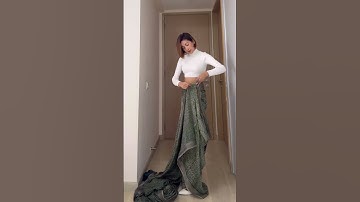 Open Pallu Nauvari Style Saree Drape #dhotistylesaree #nauvarisaree #sareedrape