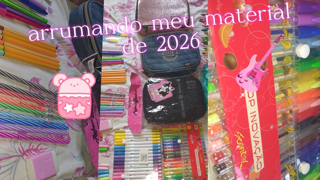 Organizando material escola 2026 para o 9°ano📚💗