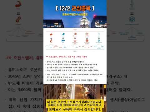 [122 관심종목] 미증시주요이슈시황관심종목. #다우 #나스닥 #엔비디아 #엔캐리 청산 #주식 #투자