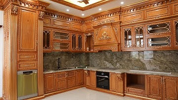 Bộ tủ bếp tân cổ điển mang vẻ đẹp sang trọng và đẳng cấp do Lưu Nguyễn Mộc thiết kế sản xuất