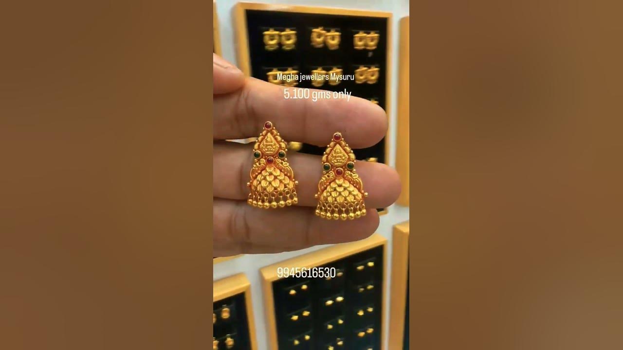 Only 5 grams gold jhumka design light weight gold jhumka fancy earrings