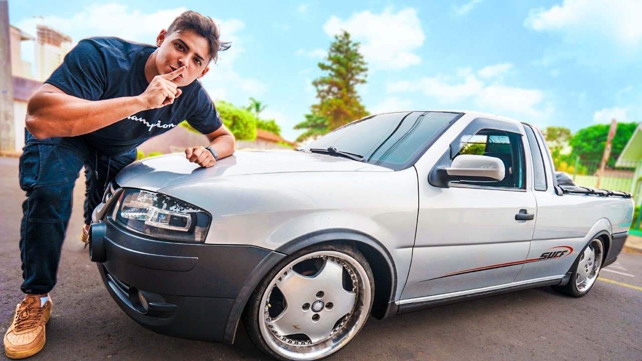 COLOQUEI RODAS GIGANTES NA SAVEIRO DO MEU PAI!