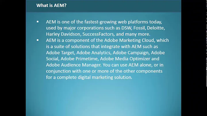 AEM/CQ5 Online Training DEMO@ www.trainingsupports.com