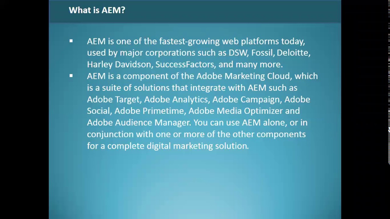 AEM/CQ5 Online Training DEMO@ www.trainingsupports.com
