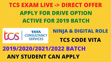 TCS Hiring Again | Apply for Drive Link Active | Direct Offer | 2019-2022 Batches