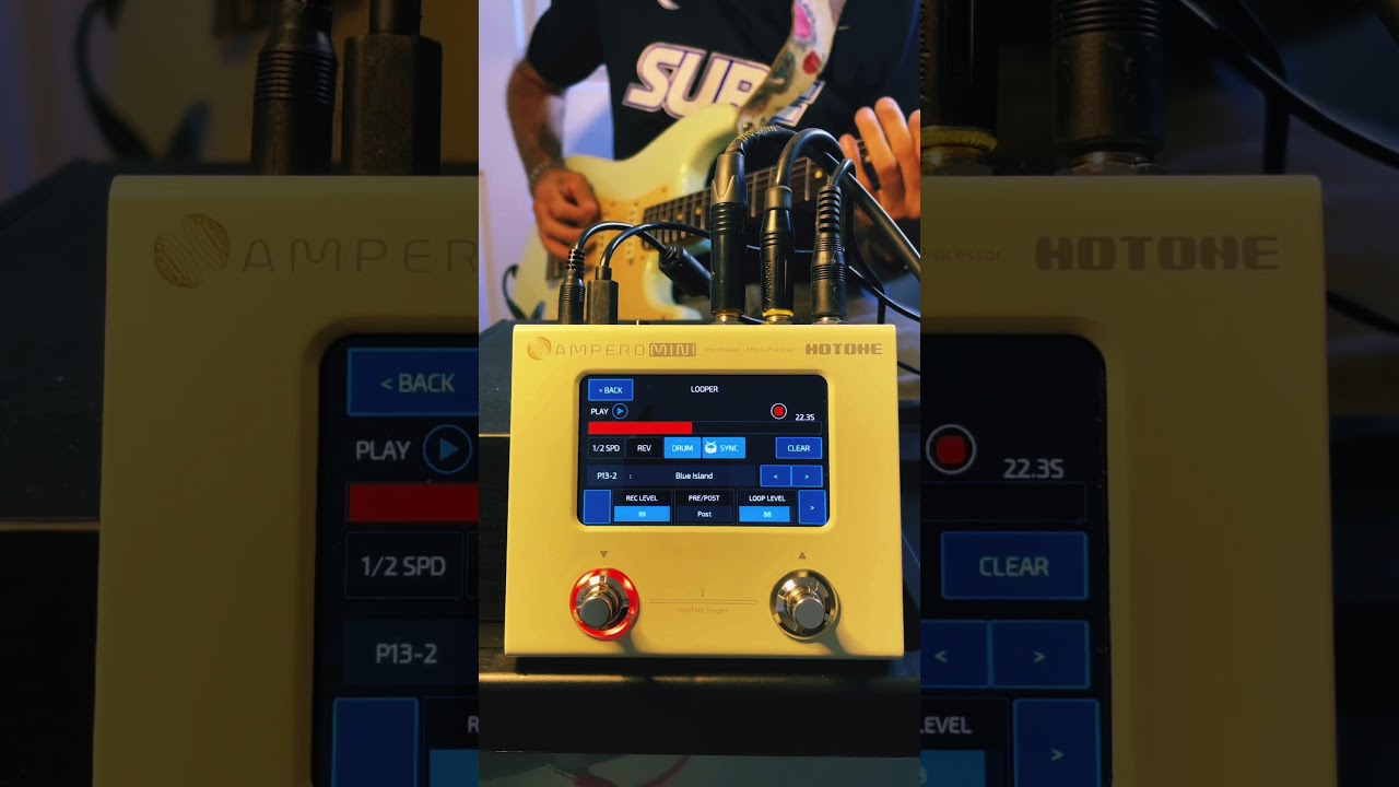 Hotone Ampero mini has drums onboard. Sync your loops and have fun! 