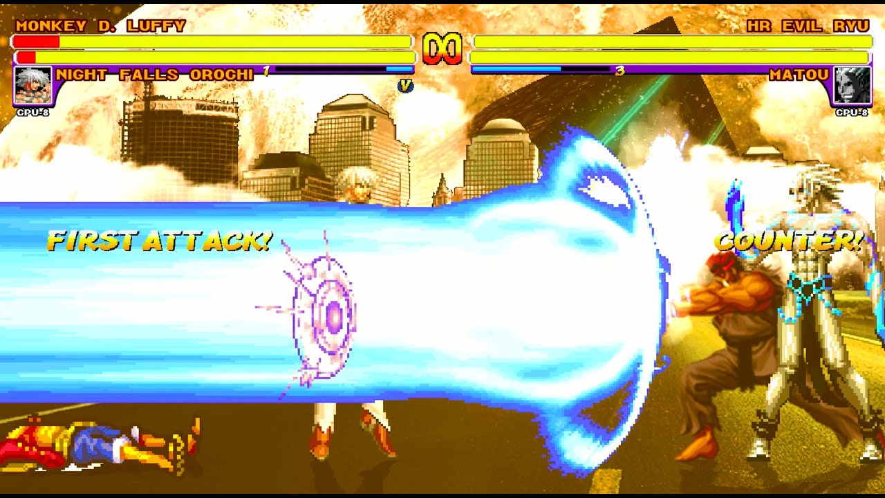 Change Of Pace! Night Falls Orochi & Monkey D. Luffy vs Matou & HR Evil Ryu [IKEMEN GO/Mugen]