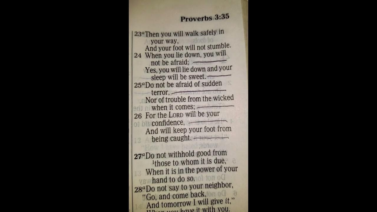 Proverbs 3:24-26 (When you lie down, you will not be afraid. For The LORD will be your confidence) Proverbs 3:24-26 (When you lie down, you will not be afraid. For The LORD will be your confidence)