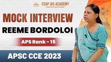 APSC CCE 2025 MOCK INTERVIEW PROGRAMME STARTING SOON Reeme Bordoloi APS Rank 15