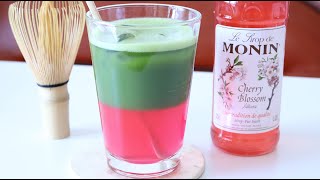 How to make Spring Cherry Blossom Sakura and Green Tea Matcha Drink