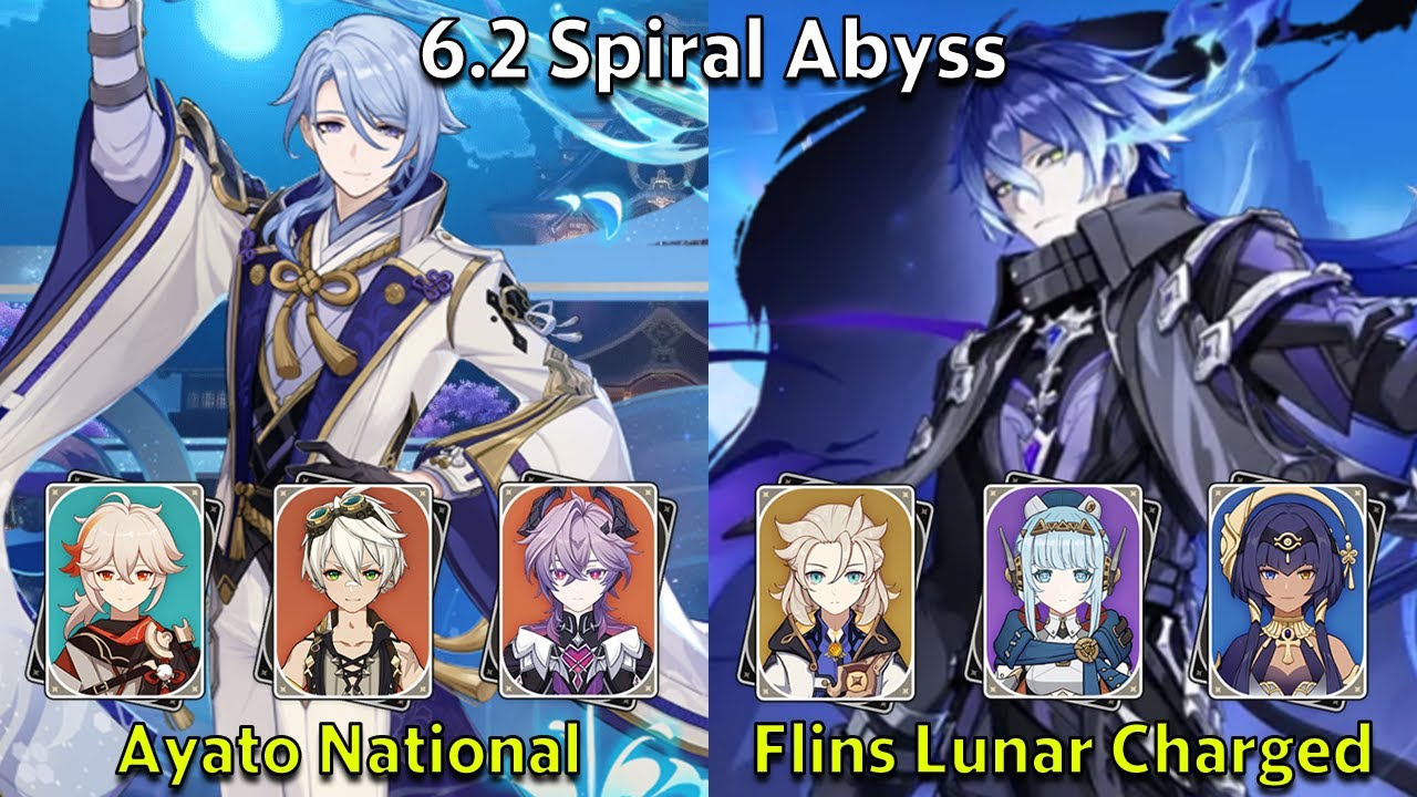 C0 Ayato National & C0 Flins Lunar Charged - Genshin Impact 6.2 Spiral Abyss Full Clear