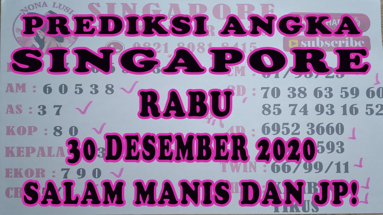 Prediksi Paito Singapore Rabu 30 Desember 2020 Pola Paito Sgp Jitu Youtube