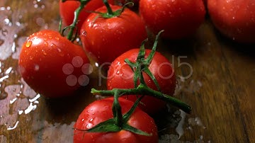 Tomato And Water Splash, Slow Motion. Stock Footage
