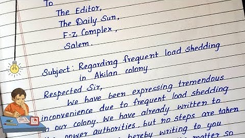 Letter To Editor For Frequent Power Cut | Load  shedding In Your Locality | Complaint Letter