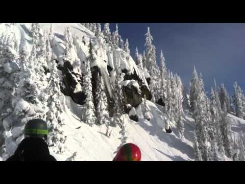 Cliff drop on Ski's at Revelstoke