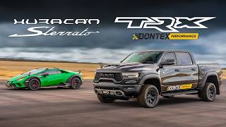 Download Lagu 1200 pk twin-turbo RAM TRX vs Lambo Sterrato dragrace! MP3 Download Lagu 1200 pk twin-turbo RAM TRX vs Lambo Sterrato dragrace! MP3