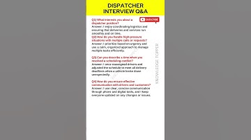 Dispatcher Interview Questions and Answers
