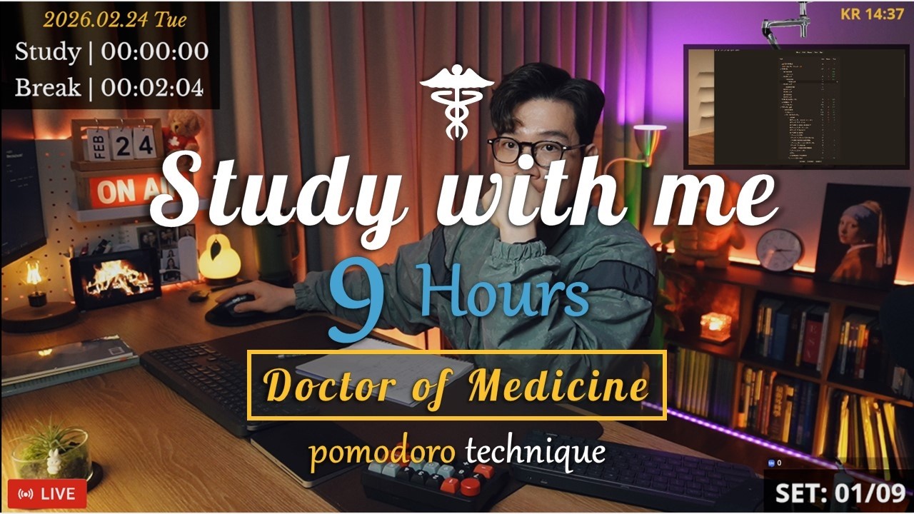 (26.02.24.TUE) Study with me 👨🏻‍⚕️| 9 Hrs | Pomodoro | 🩺USMLE | 🔥ASMR | SeewhY