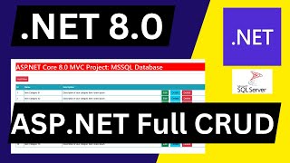 Dotnet 8.0 | ASP.NET Core MVC Full CRUD Operation Using Entity Framework Code First | MSSQL