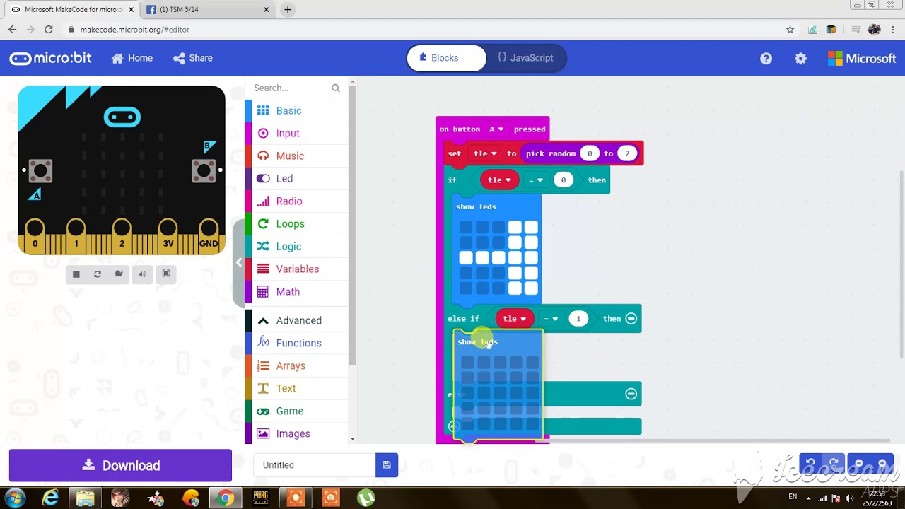 การเป่ายิงฉุบในโปรแกรม microbit - YouTube