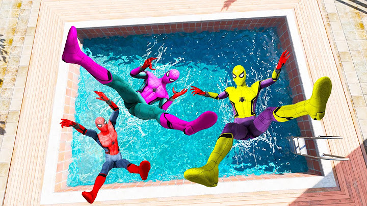 GTA 5 Rainbow Pink Vs Red & Yellow  Spiderman Jumping Into Pool (Euphoria Physics/Ragdolls) #1