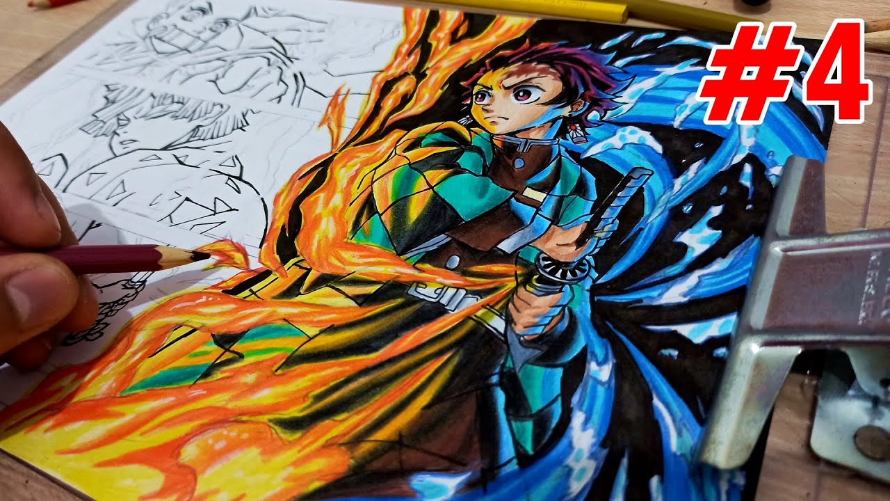 DESENHANDO DEMON SLAYER (Tanjiro, Nezuko, Inosuke e Zenitsu) #2 