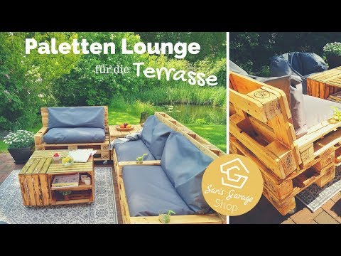 Paletten Lounge geflammt + angeschrägter Rückenlehne  -  Palettenmöbel Anleitung DIY - Selber bauen