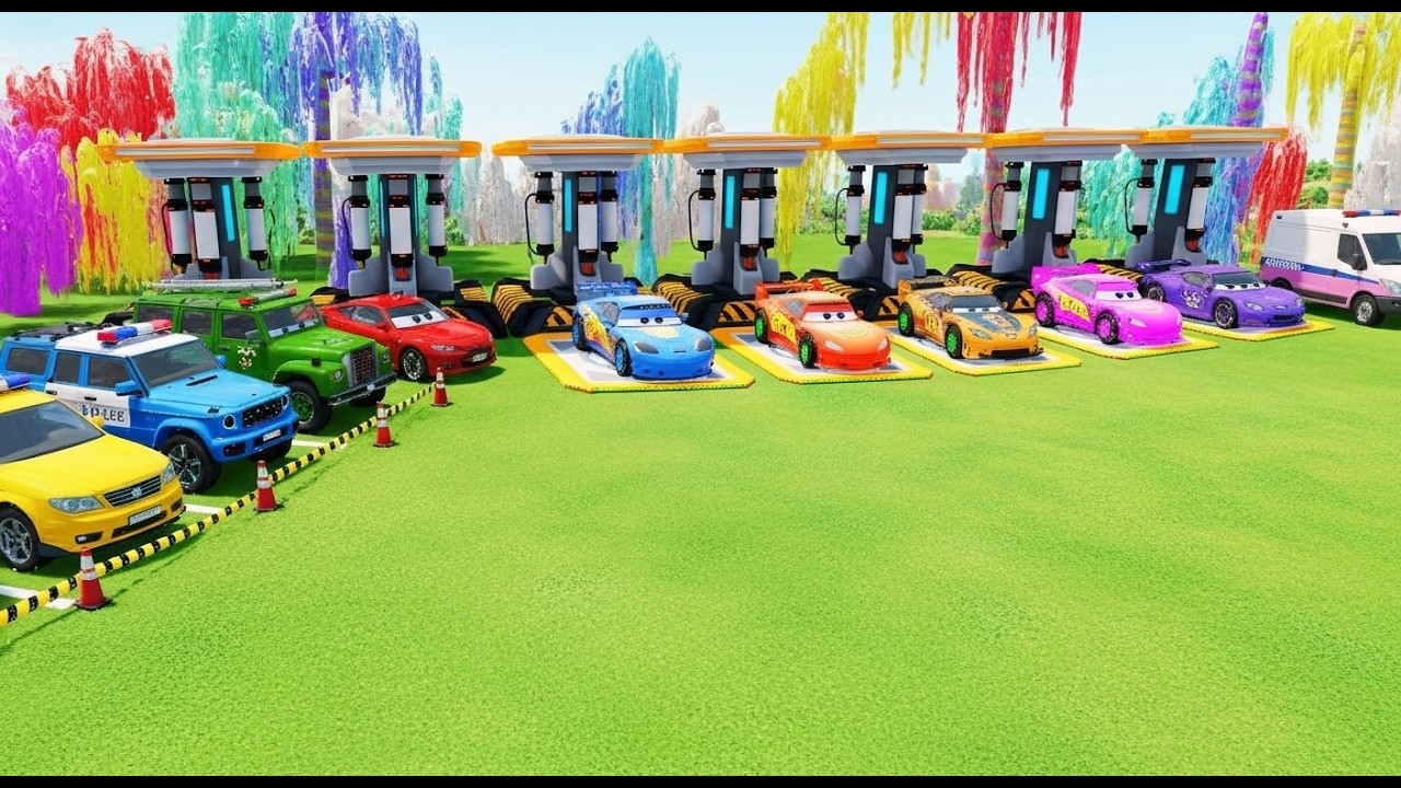 Garage with Colors 🏎️ | EXTREME McQueen TRANSPORT with DOUBLE FLATBED