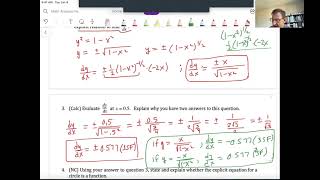 Math Analysis HL Unit 7 Video 13: Implicit differentiation classwork problems 1 - 11 (Chapter 4.6A)