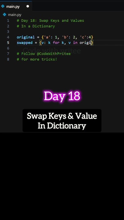 Swap Keys and Values in Dictionary #coding #python #tricks #shorts # ...