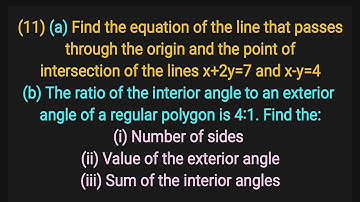 Question 11 | WAEC 2024 THEORY | Equation of a line | Interior angle of a regular polygon