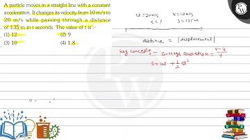 A particle moves in a straight line with a constant acceleration. I...