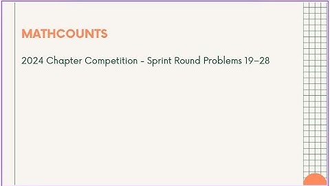 2024 MATHCOUNTS Chapter Competition - Sprint Round Problems