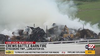 Fire crews battle two-alarm barn fire in Lancaster County