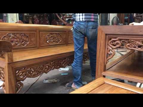 Video Đồ gỗ thành luân:véc ly xong bộ trường kỷ lim xanh 5... - youtube
