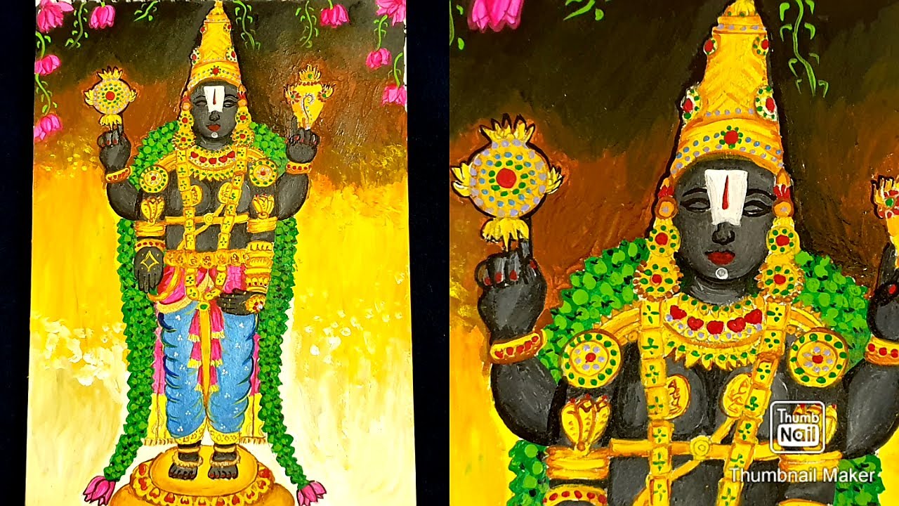 how to draw lord venkateswara lord venkateswara painting by Thulasi