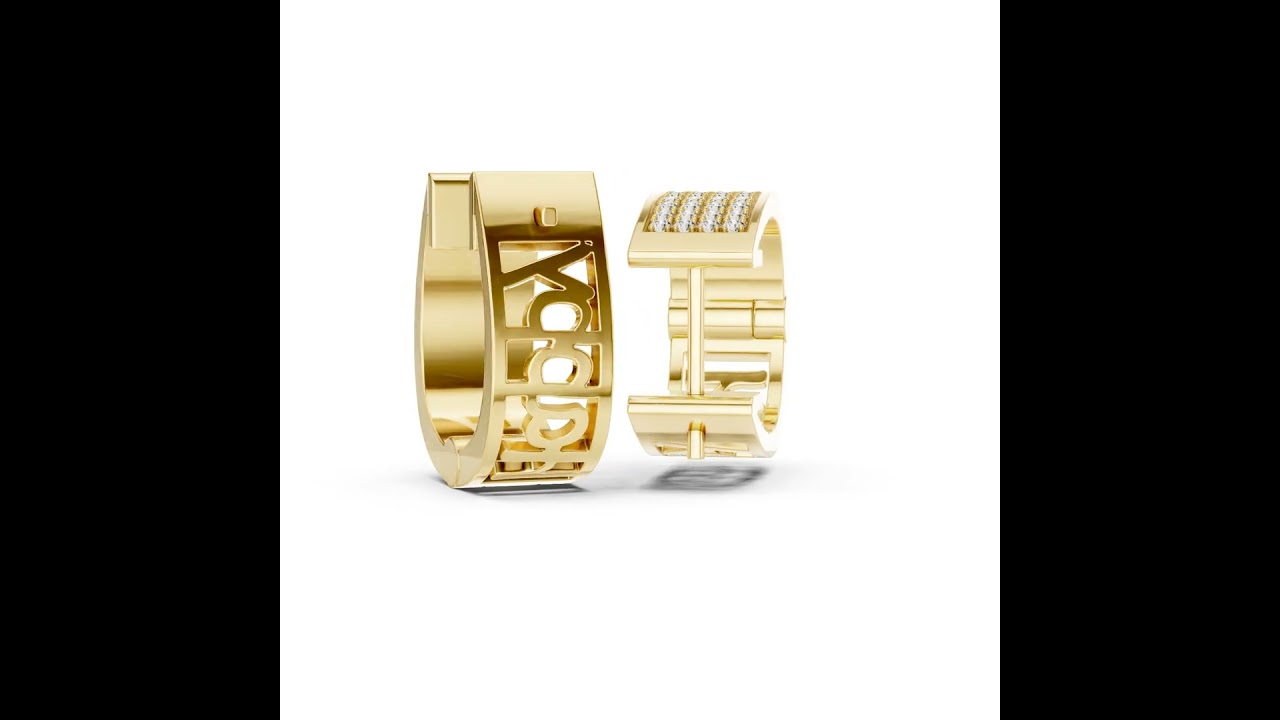 Wide Pave Diamond Huggie Hoop Earrings