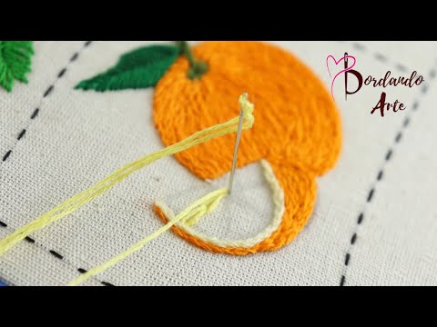 BORDADO REALISTA PUNTADA FÁCIL PARA FRUTA NARANJA | REALISTIC EMBROIDERY EASY STITCH