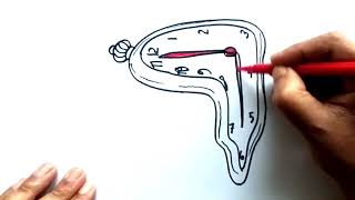 How to Draw a Melting Clock Easy. Melting Clock Easy Drawing.