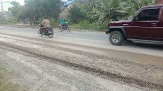 proses pengerataan beram jalan yg di aspal kemarin,#farma makmur ban.#