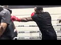 Adrien broner gets heckled as he lets hands go blair cobbs unimpressed while watching workout