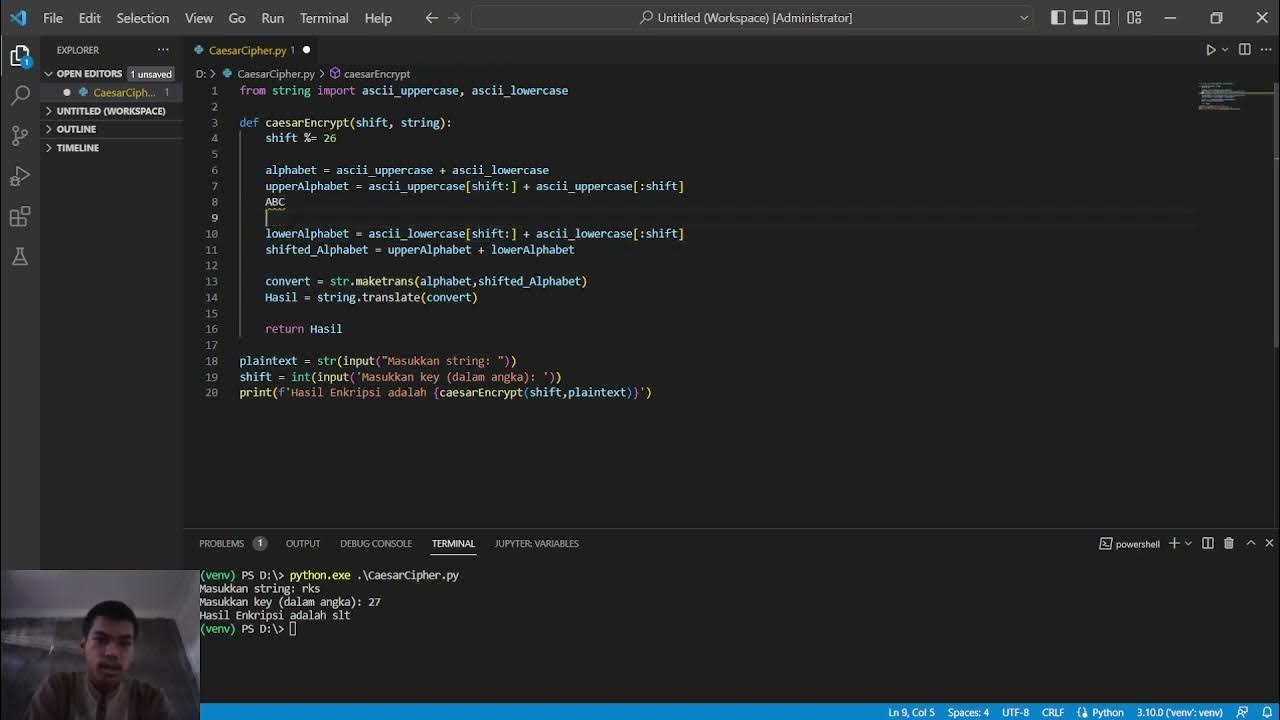 Kriptografi Caesar menggunakan Python - YouTube