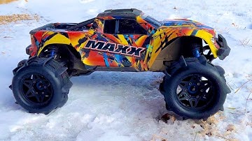 Traxxas Maxx 4S ~ 2.8 POWERHOBBY PADDLE TIRES!! SNOW RIP!!