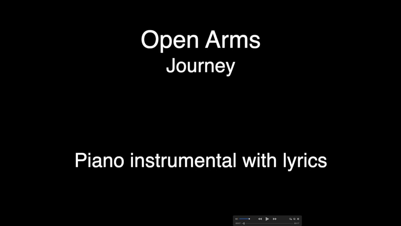 Open Arms Journey (Piano KARAOKE) YouTube