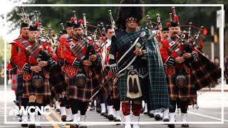 Bagpipes ring out as fallen CMPD Officer is escorted to First Baptist Church in Charlotte