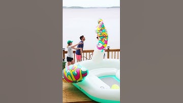 Inflating a Unicorn Island!! 🦄✨ #Shorts