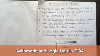Lec 10 - Arithmetic and Logic Unit in COA Full Explanation | CSE GYAN