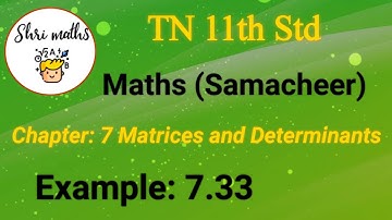TN 11th Std (Samacheer) Maths Chapter: 7 Matrices and Determinants Example: 7.33