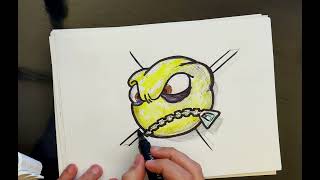 draw this angry muted emoji - bic pen and markers (3X) / [ c138 ] day 867