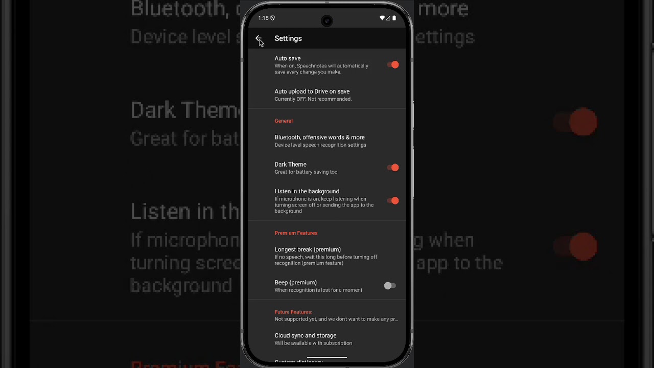 Speechnotes Dictation Notepad on Android - Short Demo